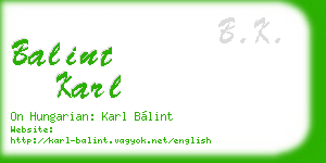 balint karl business card