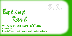 balint karl business card